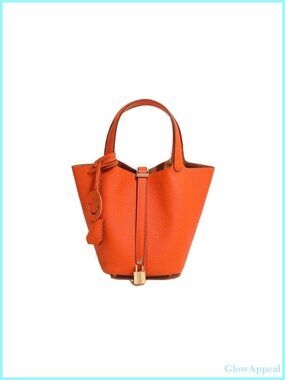 Vegan Leather Bucket Bag Top-Handle Handbag Magnetic Snap Tote